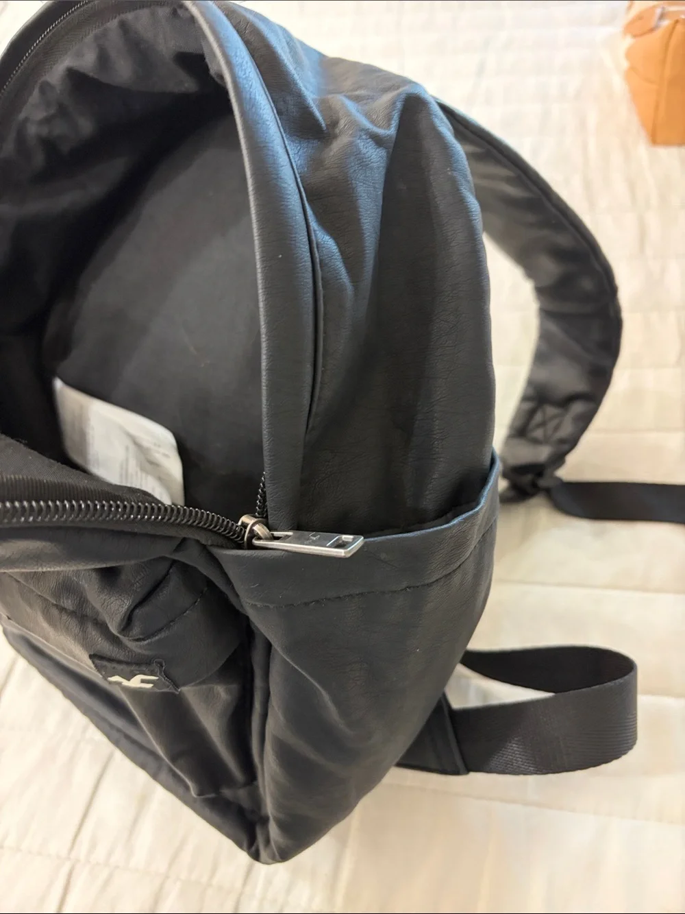 Abercrombie & Fitch Black Faux Leather Mini Backpack